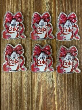 6 Pc Diet Coke Acrylic Flatbacks